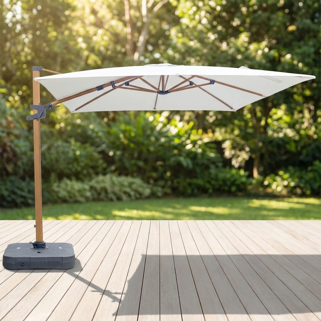 Billy Fresh 3m Roma Canteliever Umbrella with Base — outdoor setting