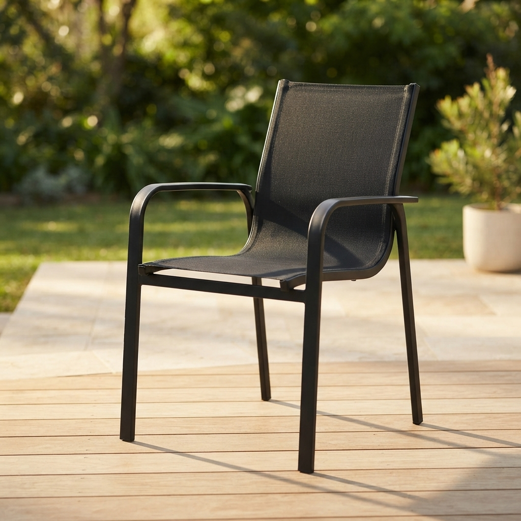 Pandora Black Sling Chair — outdoor setting