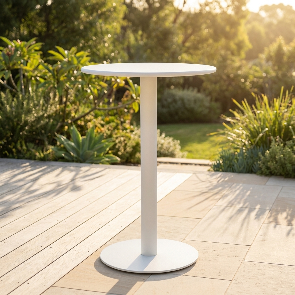 Kenty Bar Table 600mm White — outdoor setting