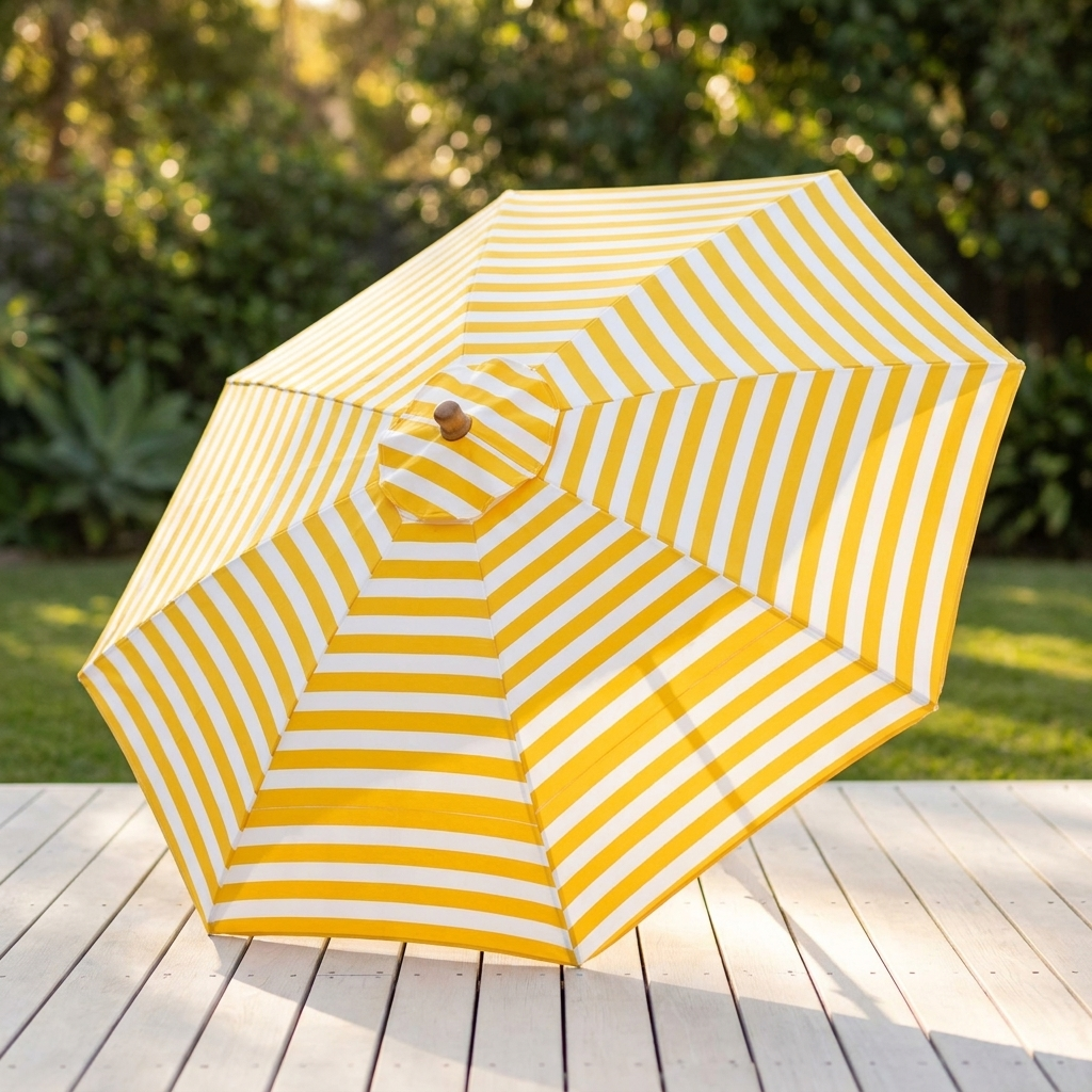 Replacement Canopy for 3m Aluminium Umbrella - Yellow and White Stripe — outdoor setting