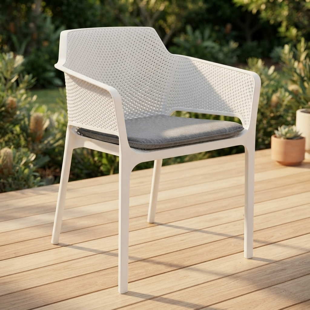 Bailey Dining Armchair - White — outdoor setting