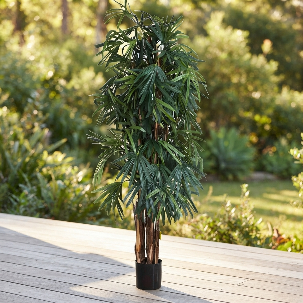 Raphis Palm Thin Leaf - Artificial Plant (200cm) — outdoor setting
