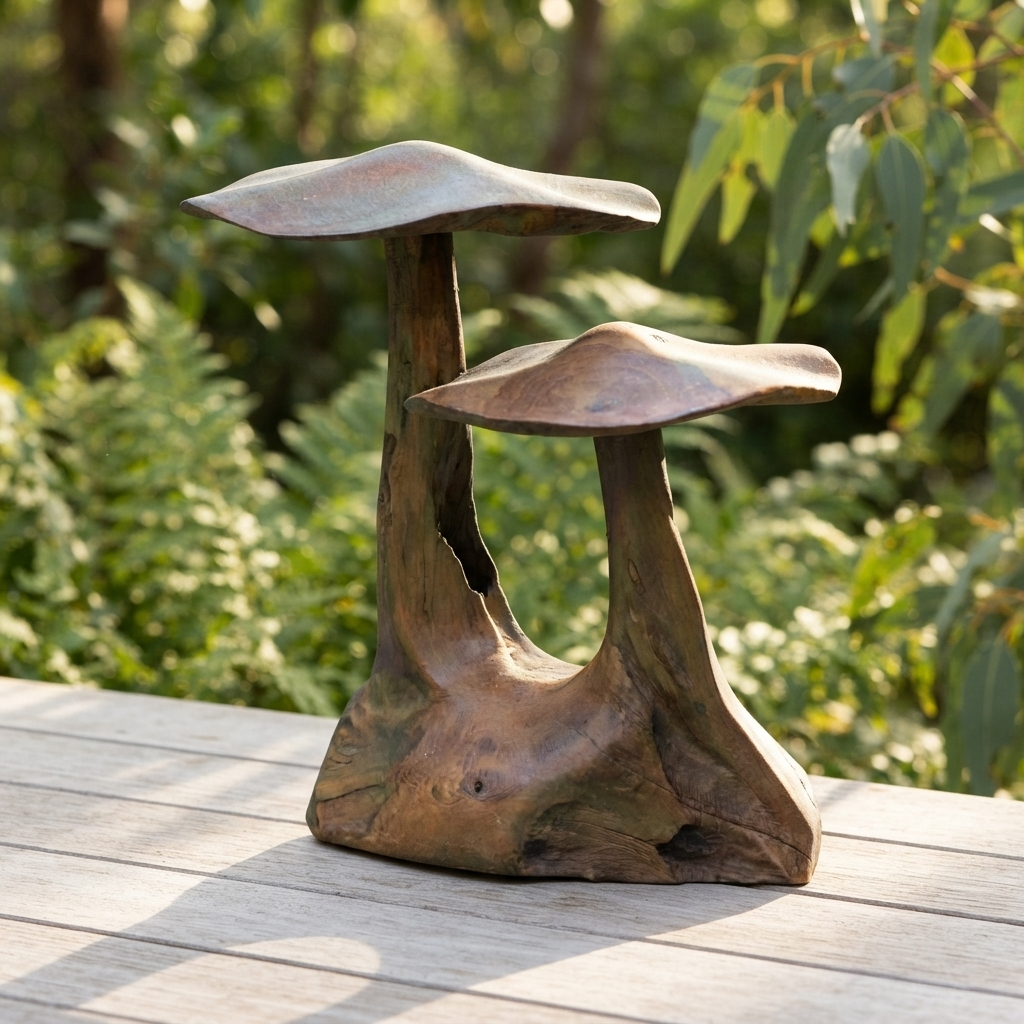Teak Mushroom Joined — outdoor setting