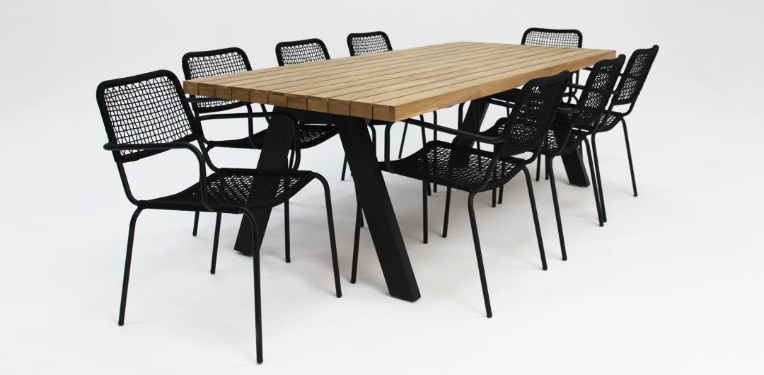 Bosco Bahamas 9pc Dining Setting - Black