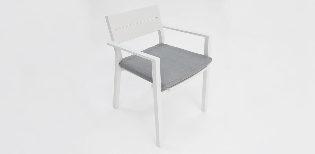 Dallas 7pc Aluminium Dining Setting - White