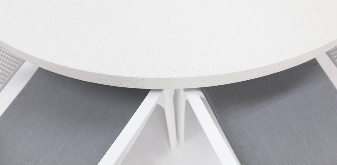 Drift Bailey Armchair Round 7pc Terrazzo Dining Setting