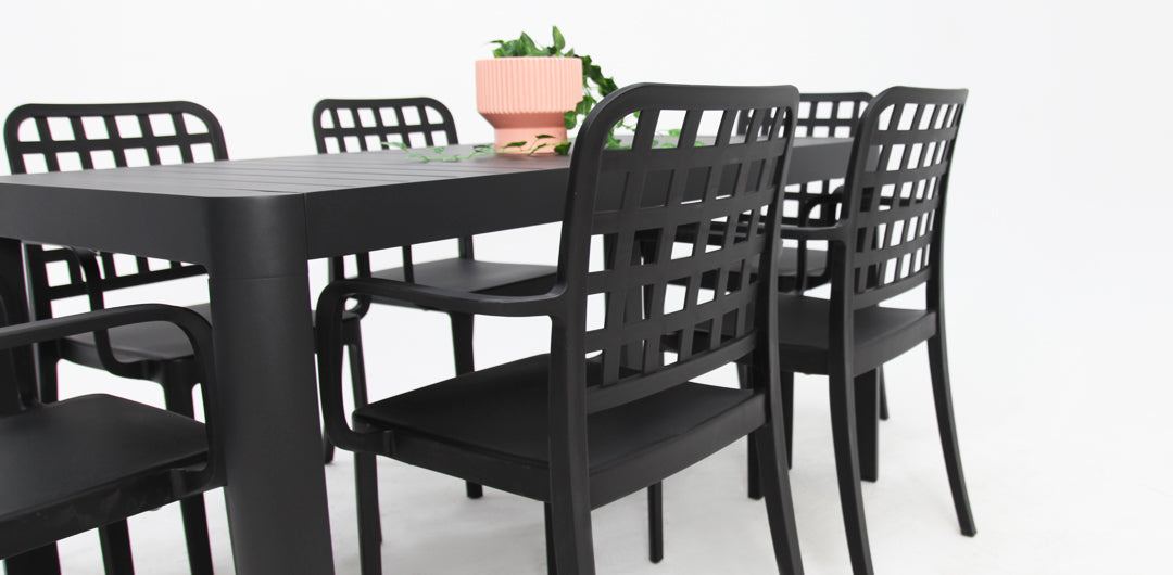 Frankie Azura 7pc Dining Set with Armchairs - Black