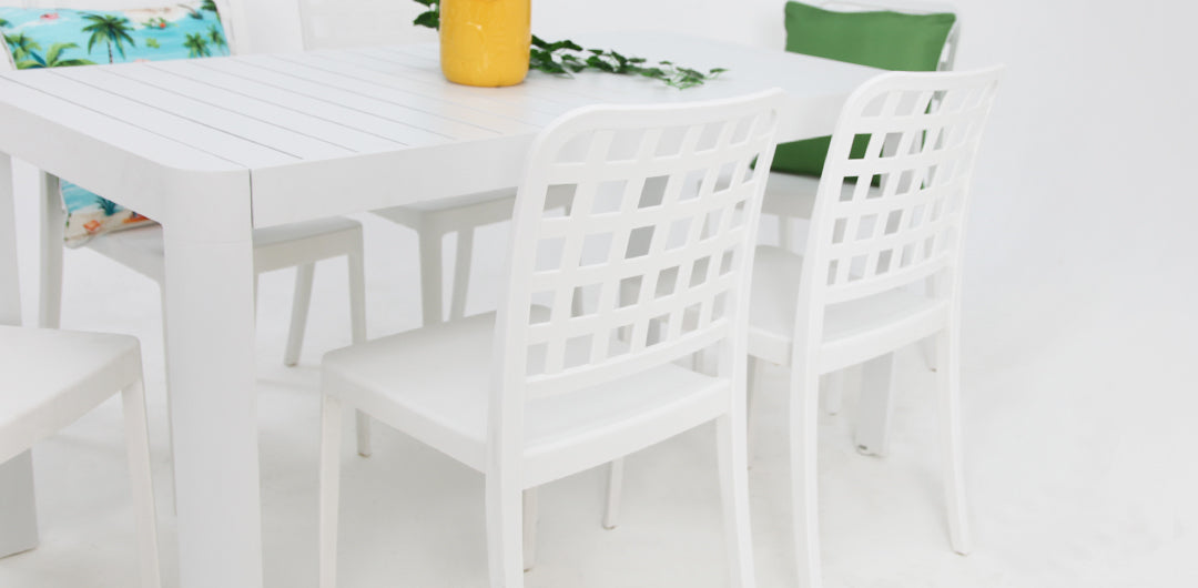 Frankie Azura 7pc Dining Set Armless - White