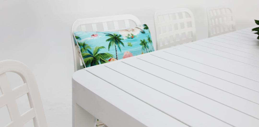 Frankie Azura 9pc Dining Set ARMLESS - White