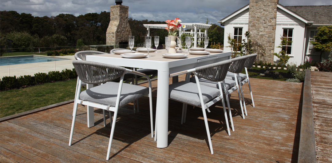 Octavia 11pc Extendable Dining Setting - White