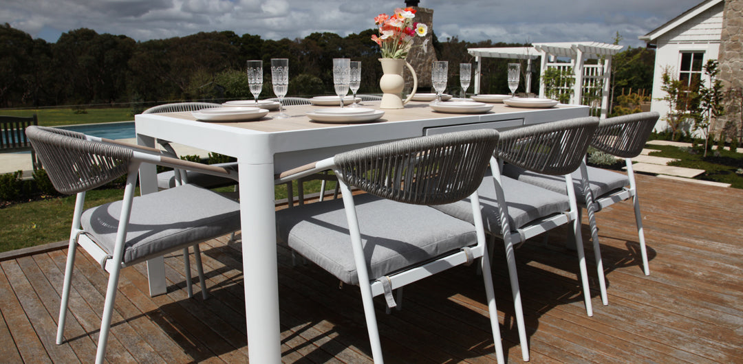 Octavia 11pc Extendable Dining Setting - White