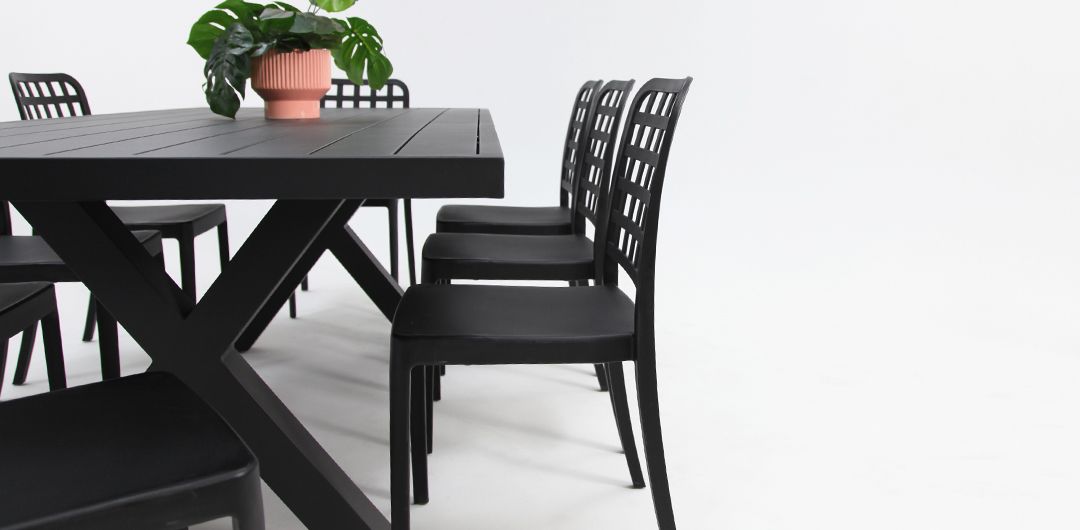 Ravenne Frankie 9pc Armless Dining Set - Black