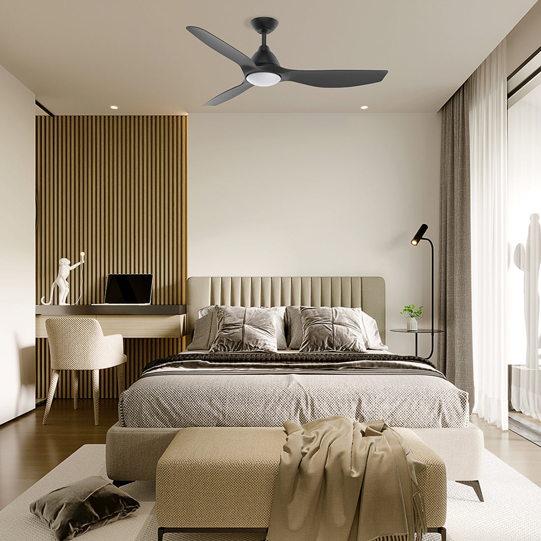 Aeroflow Skywave 132cm 52inch DC Ceiling Fan with LED - Black