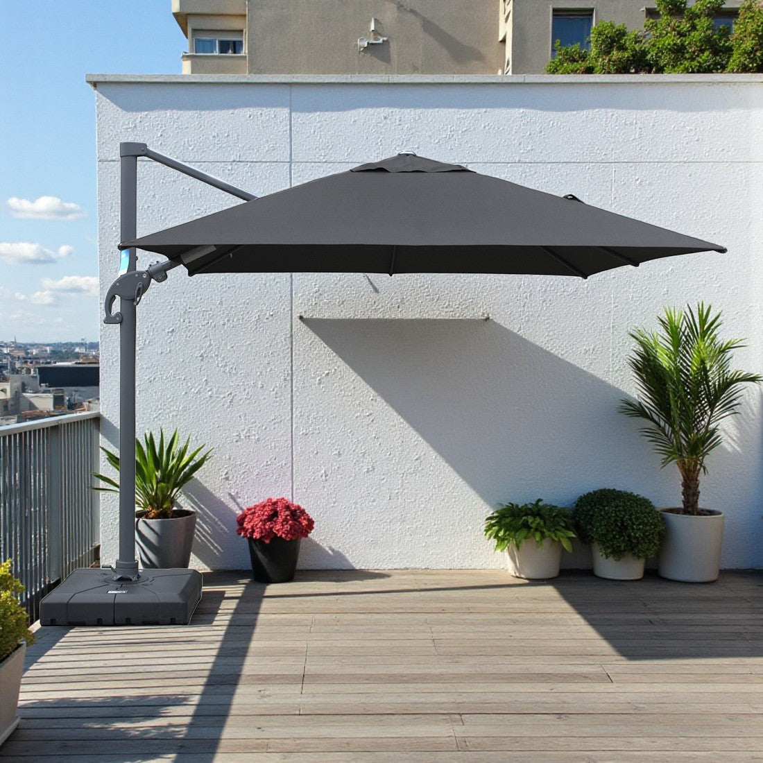 Amalfi 3x3m Cantilever Umbrella with Water Base - Dark Grey
