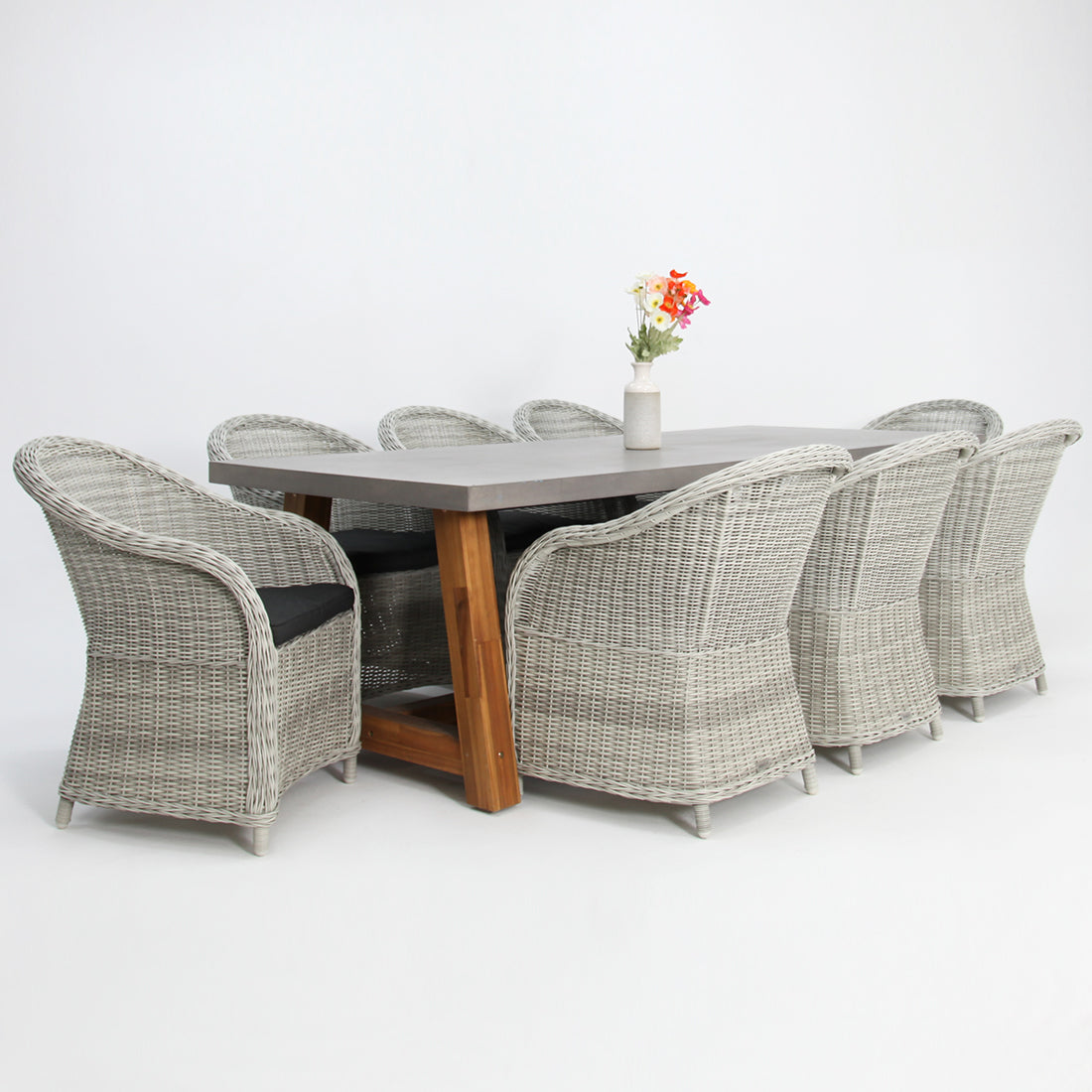Charlotte Portland 9pc Dining Setting - Grey
