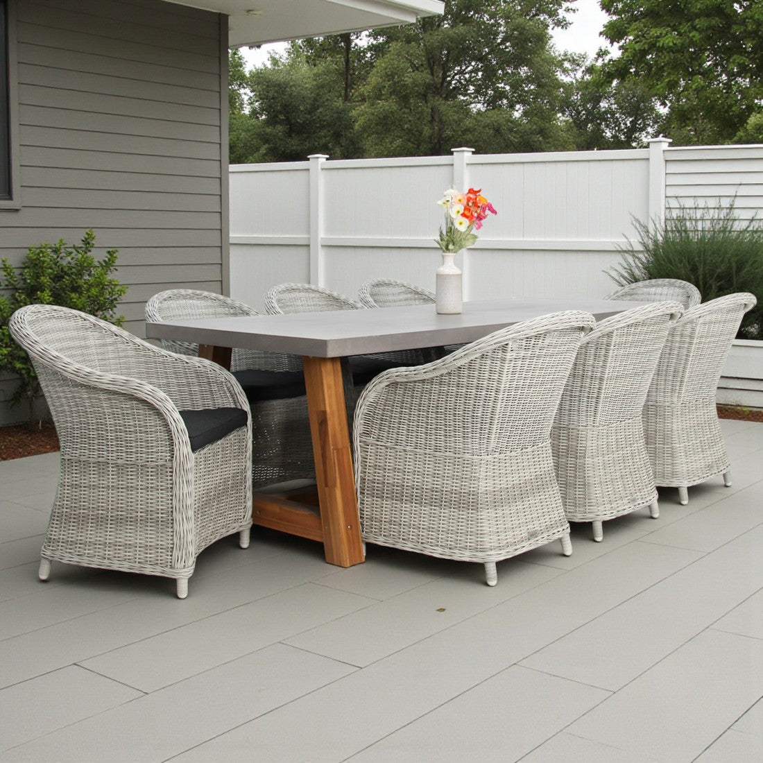 Charlotte Portland 9pc Dining Setting - Grey
