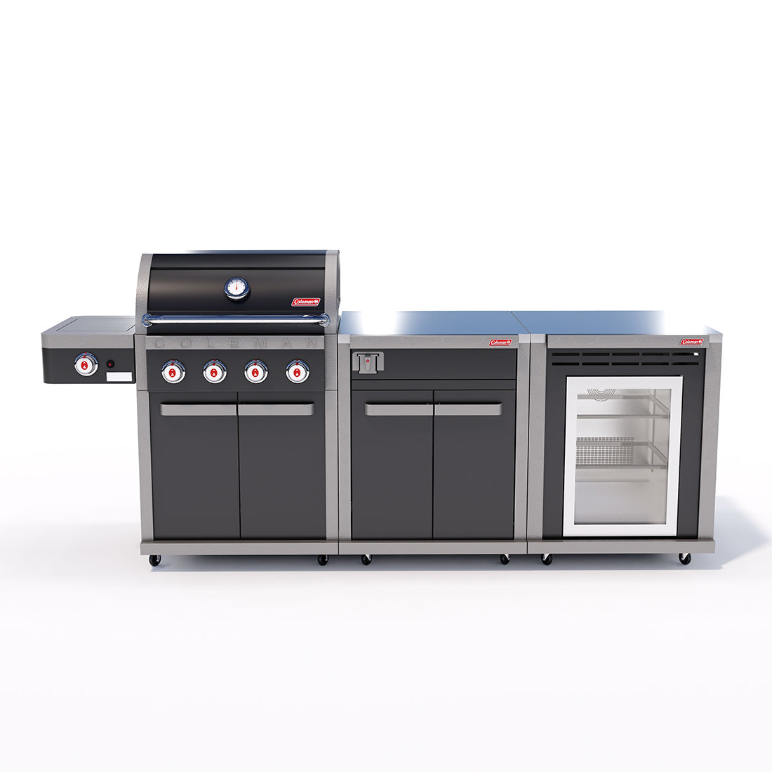 Coleman Revolution Dual Fuel with Bench and Fridge Module - Black Gloss