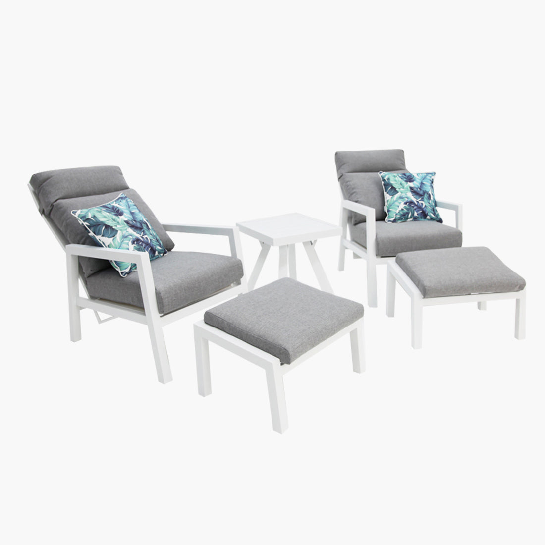 Dakota 5pc Recline Lounge Setting - White