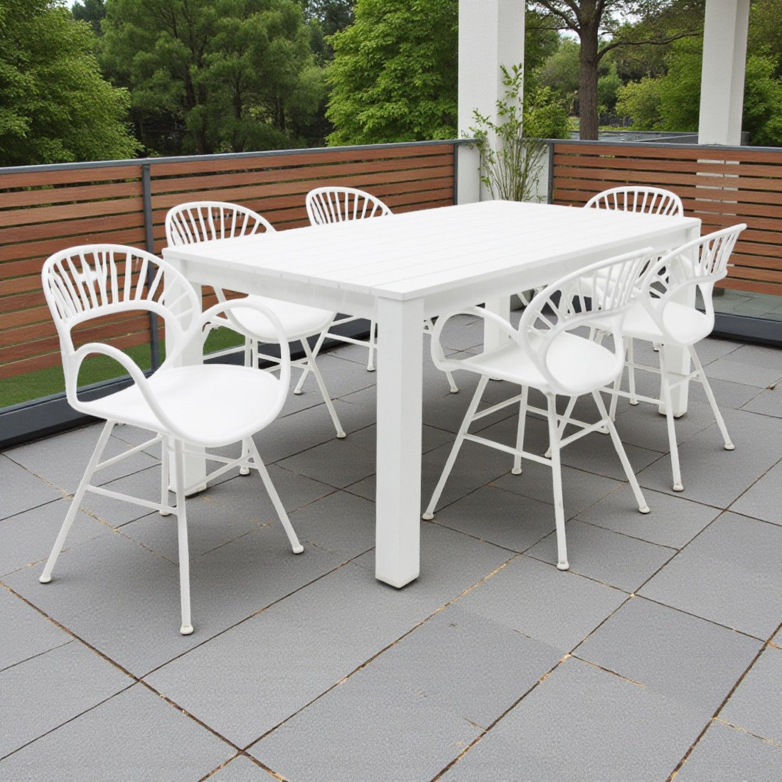 Dallas Fantail 7pc Dining Setting - White