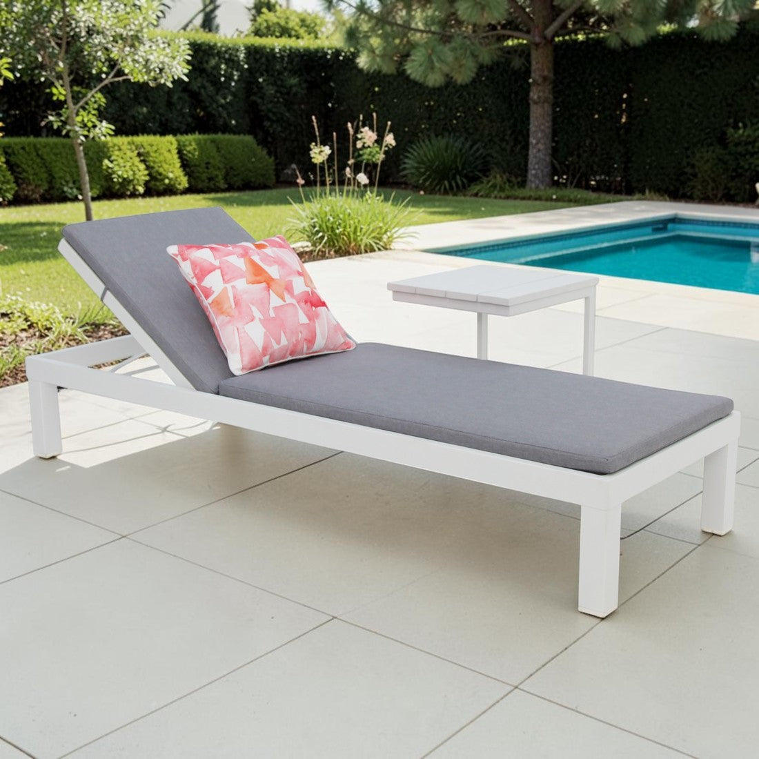 Elba 2pc Sunlounge and Table Setting - White