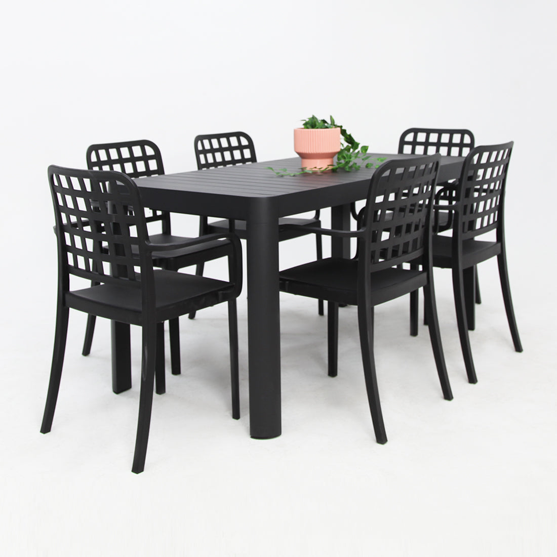 Frankie Azura 7pc Dining Set with Armchairs - Black