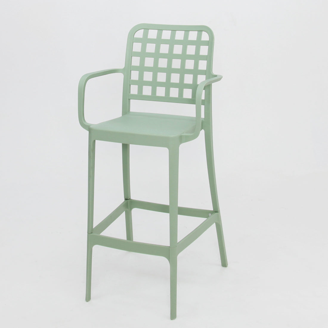 Frankie Resin Barstool with Arms - Green
