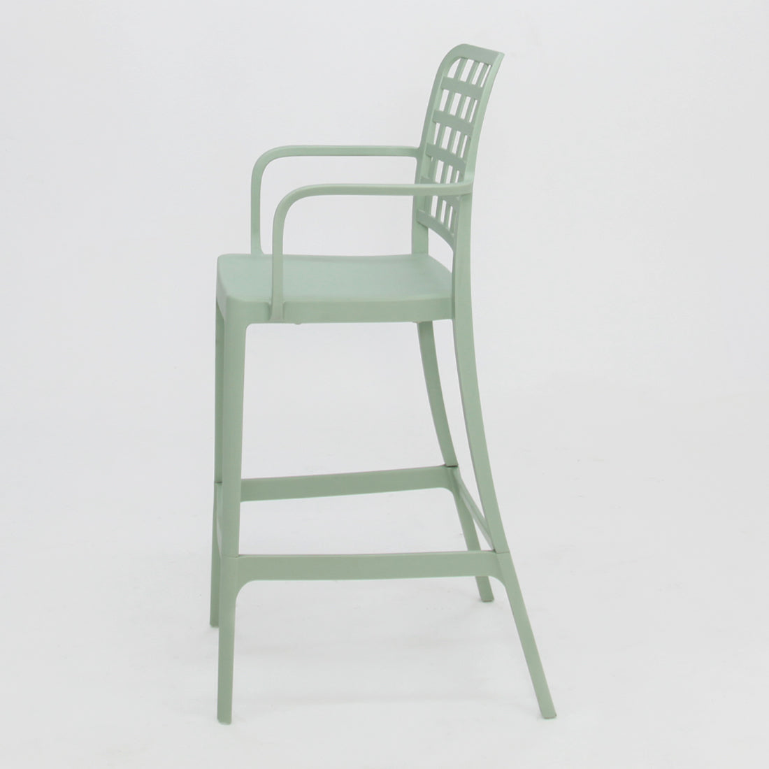 Frankie Resin Barstool with Arms - Green