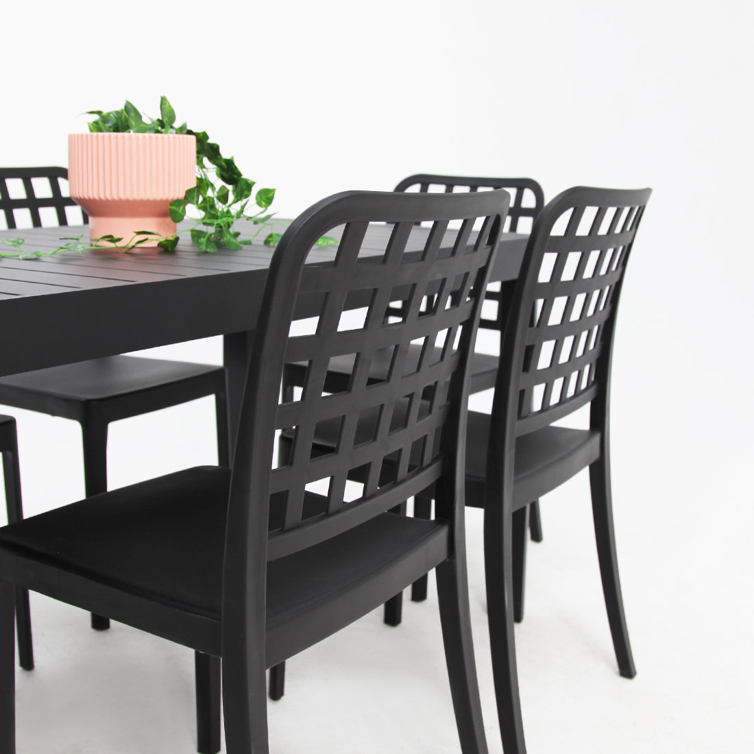 Frankie Azura 7pc Dining Set Armless - Black