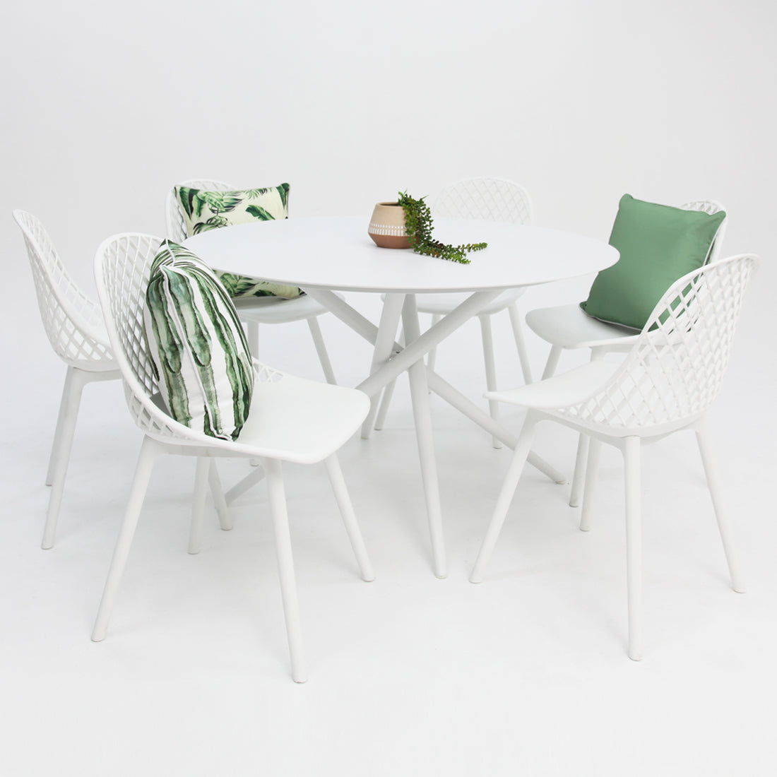 Persia Round 7pc Dining Setting - White