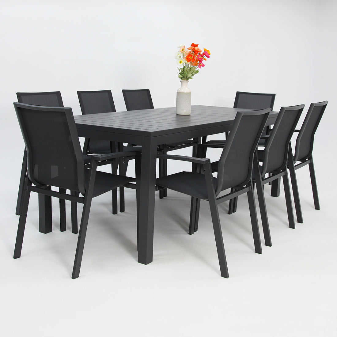 Queensville 9pc Deluxe Dining Setting - Gunmetal