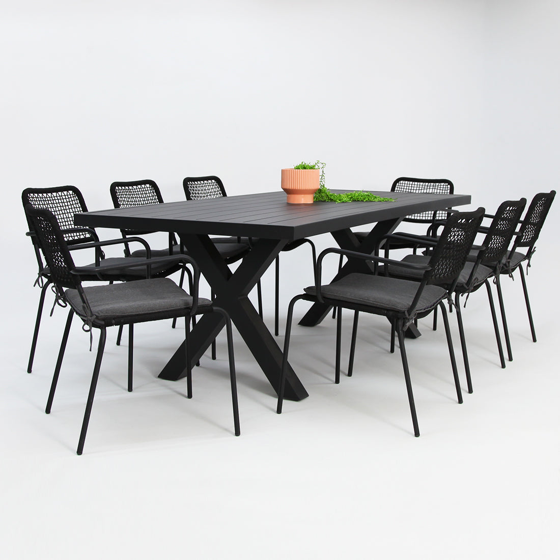 Ravenne Bahamas 9pc Dining Setting - Black
