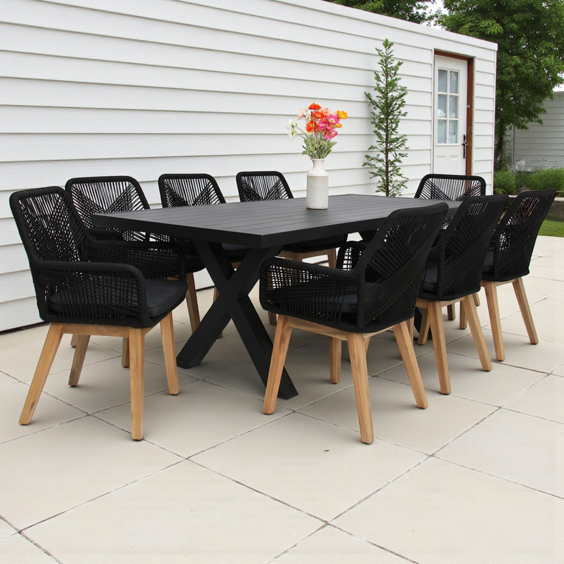 Ravenne Albenga 9pc Dining Setting - Black