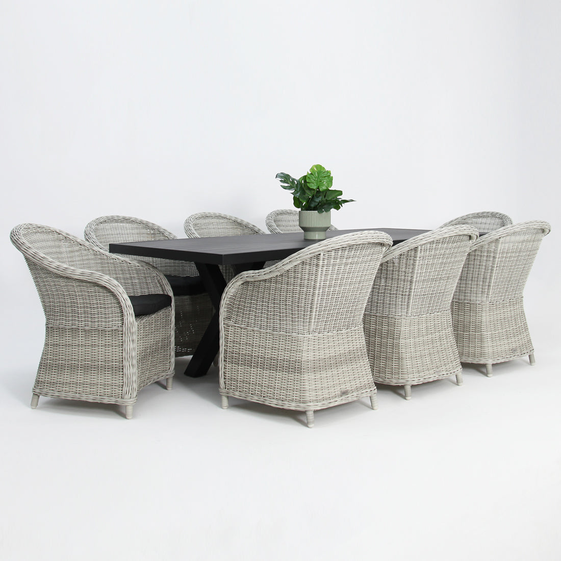 Ravenne Portland 9pc Dining Setting - Black/Grey