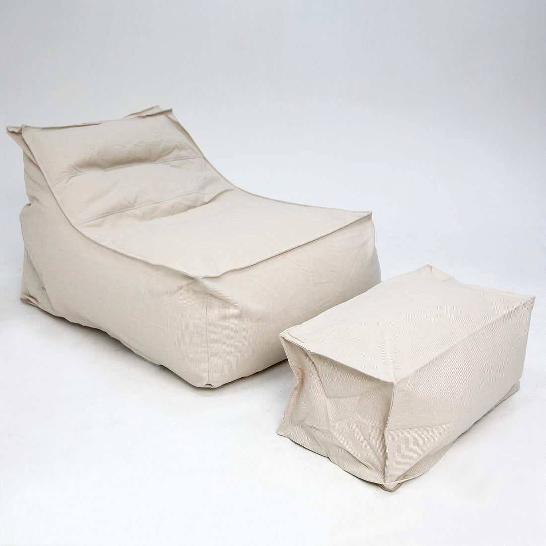 Superior Lounger and Square Pouf Beige