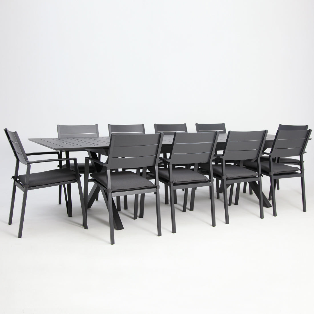 Tyler 11pc Extension Dining Setting - Anthracite