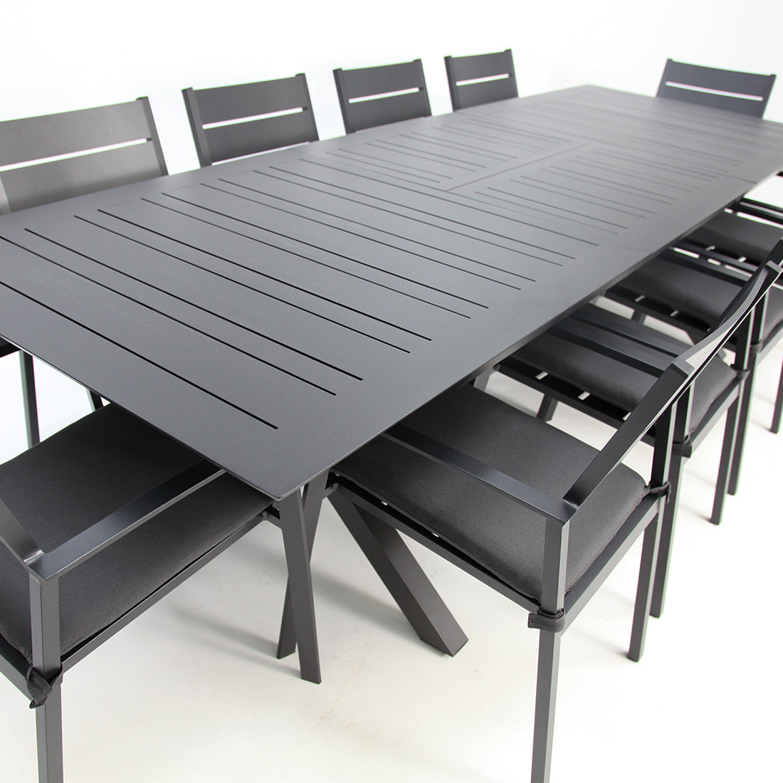 Tyler 11pc Extension Dining Setting - Anthracite
