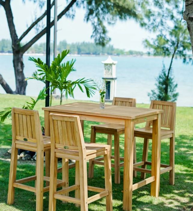 Teak Bar Stool with Backrest