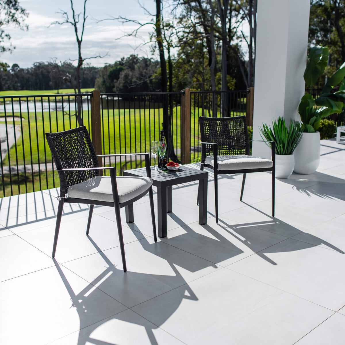 Vienna Rope Slat - 3pce - Outdoor Bistro Set