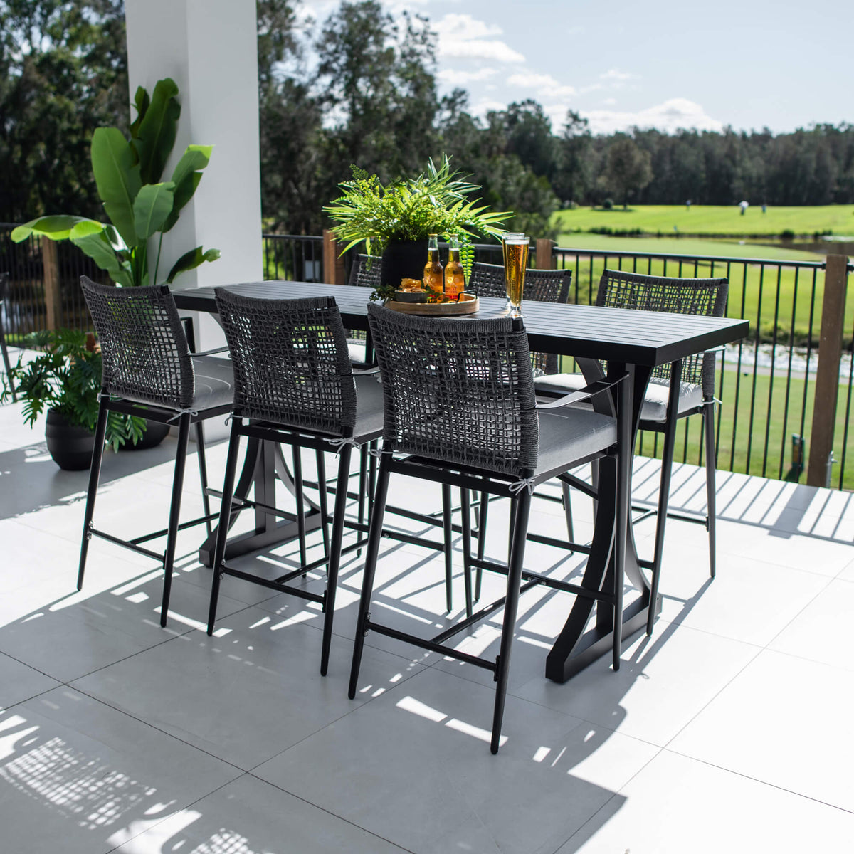 Vienna Rope Bergen - 7pce (200x65) - Outdoor Bar Set