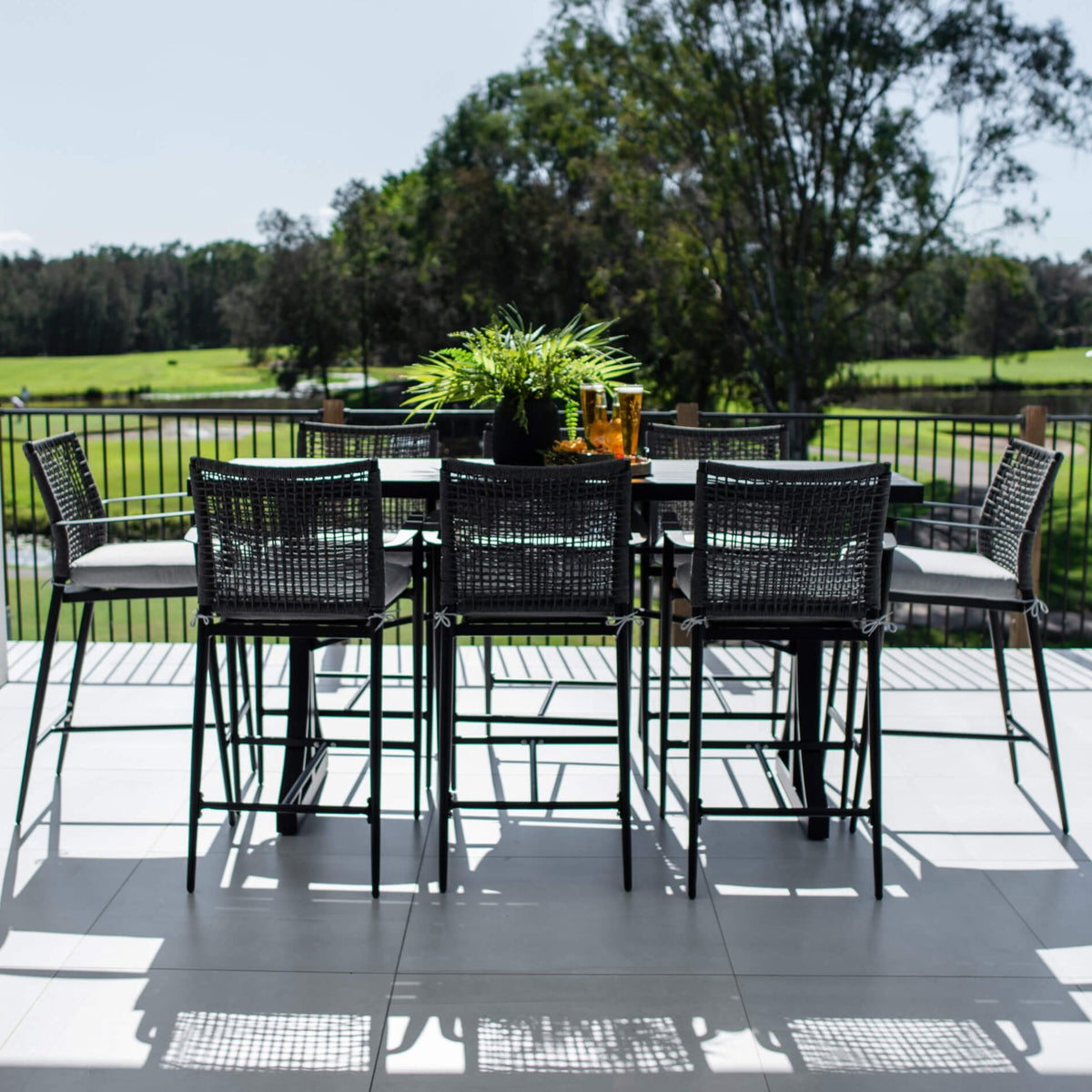 Vienna Rope Bergen - 9pce (200x65) - Outdoor Bar Set