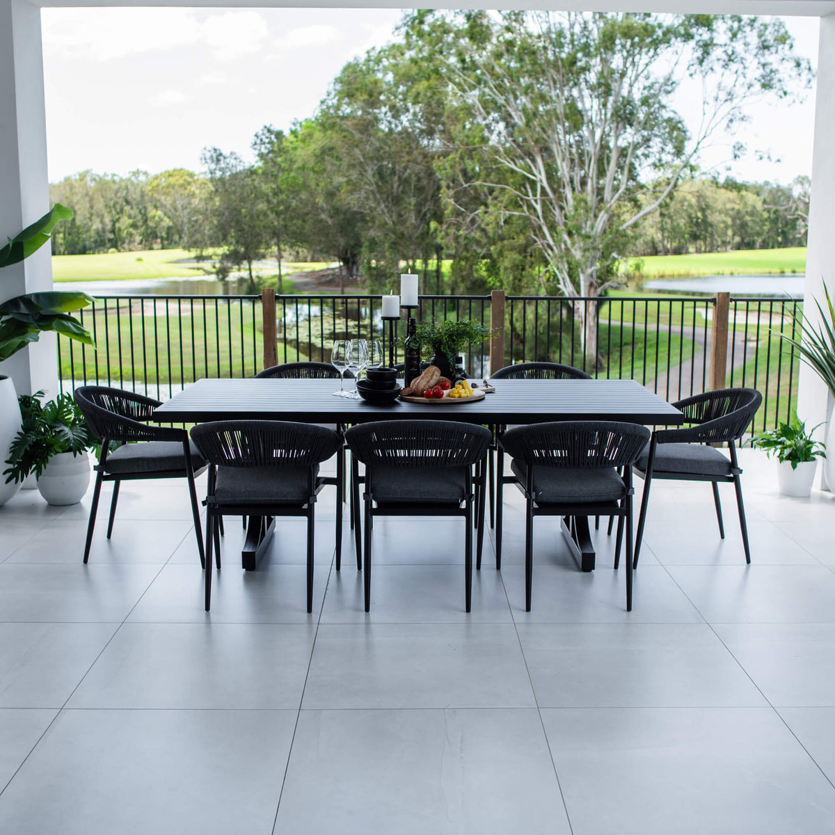 Kiara Rope Bergen - 9pce (220x100) - Outdoor Dining Set