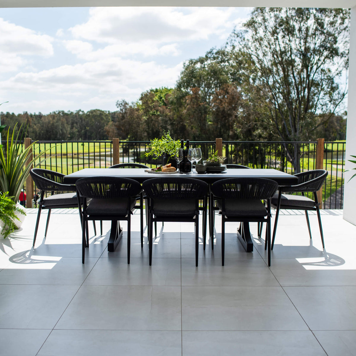 Kiara Rope Malibu - 9pce (215x100) - Outdoor Dining Set
