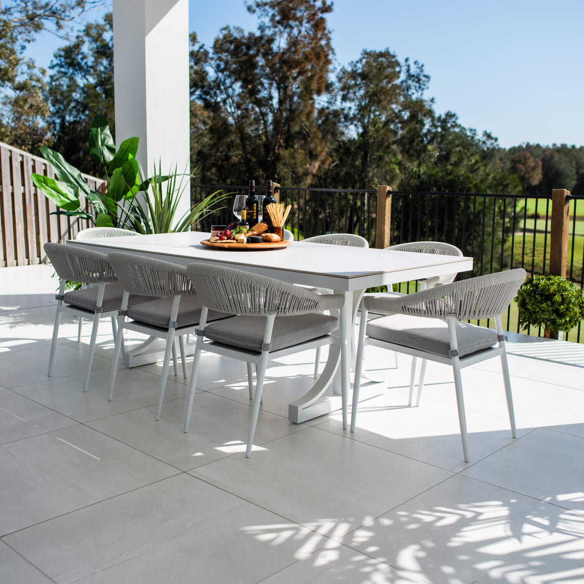 Kiara Rope Malibu - 9pce (215x100) - Outdoor Dining Set