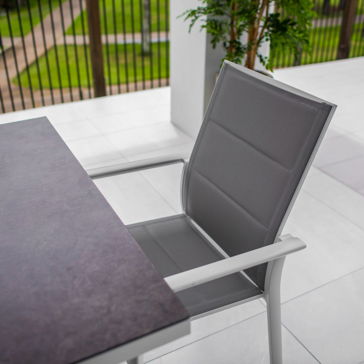 Margot Chester Moon - 9pce (215x100) - White/Grey Outdoor Dining Set