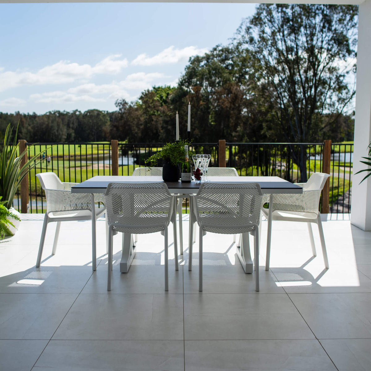 Nero Chester Moon - 7pce (180x100) - Outdoor Dining Set