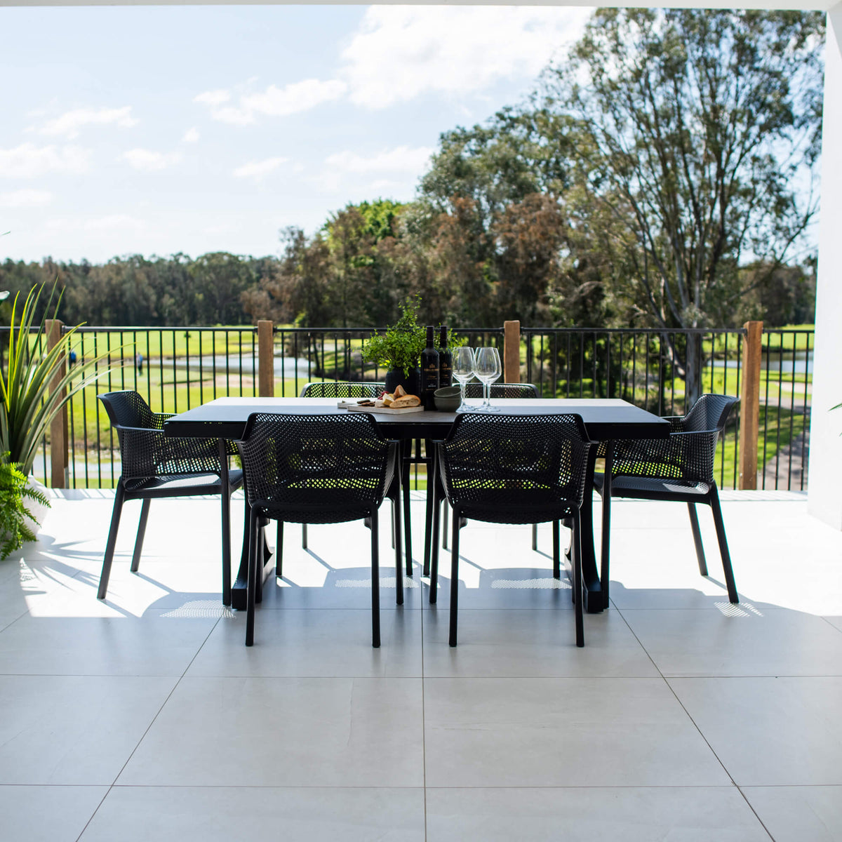Nero Chester Moon - 7pce (180x100) - Outdoor Dining Set
