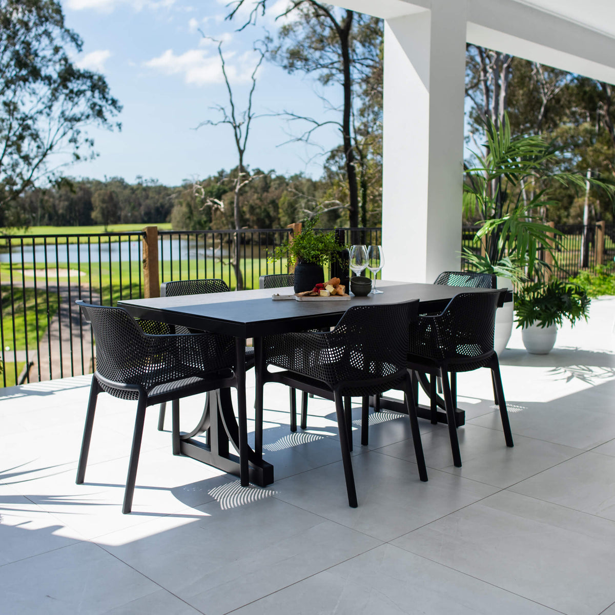 Nero Chester Moon - 7pce (180x100) - Outdoor Dining Set