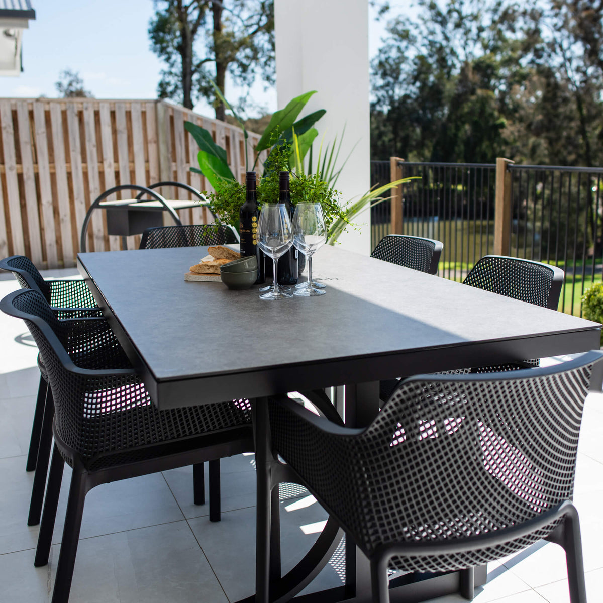 Nero Chester Moon - 7pce (180x100) - Outdoor Dining Set