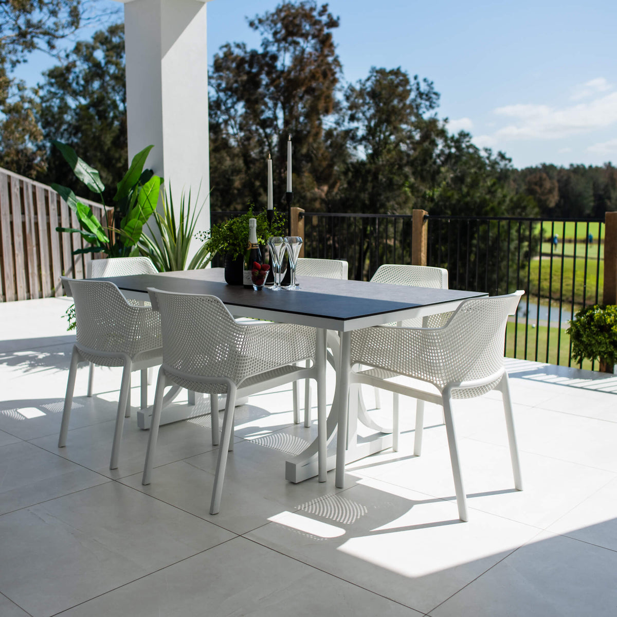 Nero Chester Moon - 7pce (180x100) - Outdoor Dining Set