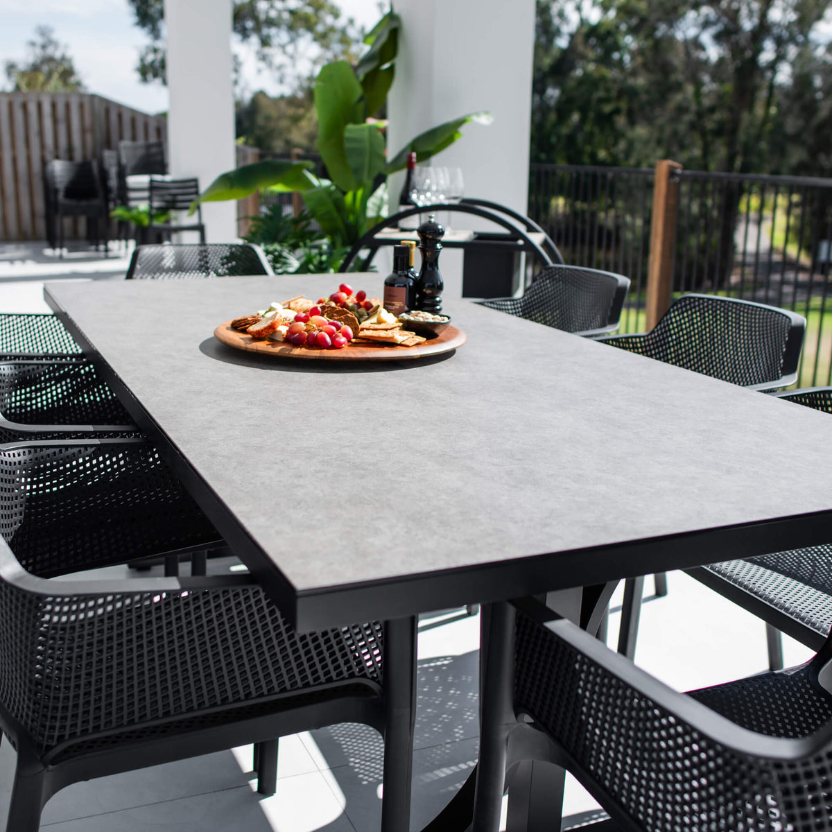 Nero Chester Moon - 9pce (215x100) - Outdoor Dining Set